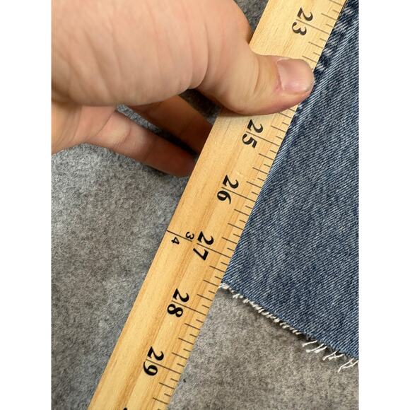 Vintage 90s Guess Denim Bootcut Jeans Mens 29x27 Blue Faded Distressed Hem - Picture 7 of 10